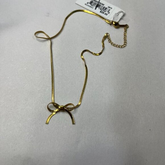 Panacea Gold Snake Chain Bow Necklace 14K Plated Minimalist Holiday Gift NWT - Picture 5 of 12
